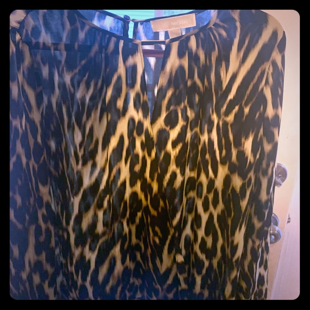 SOLD! Michael Kors Leopard sheer Top L
